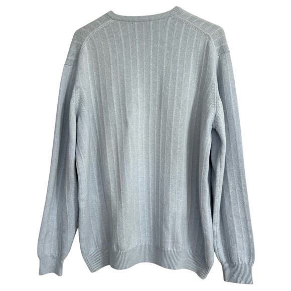 Old Head Golf Peter Scott Mens Teal Blue 100% Cashmere V Neck Sweater Pullover - Picture 6 of 10